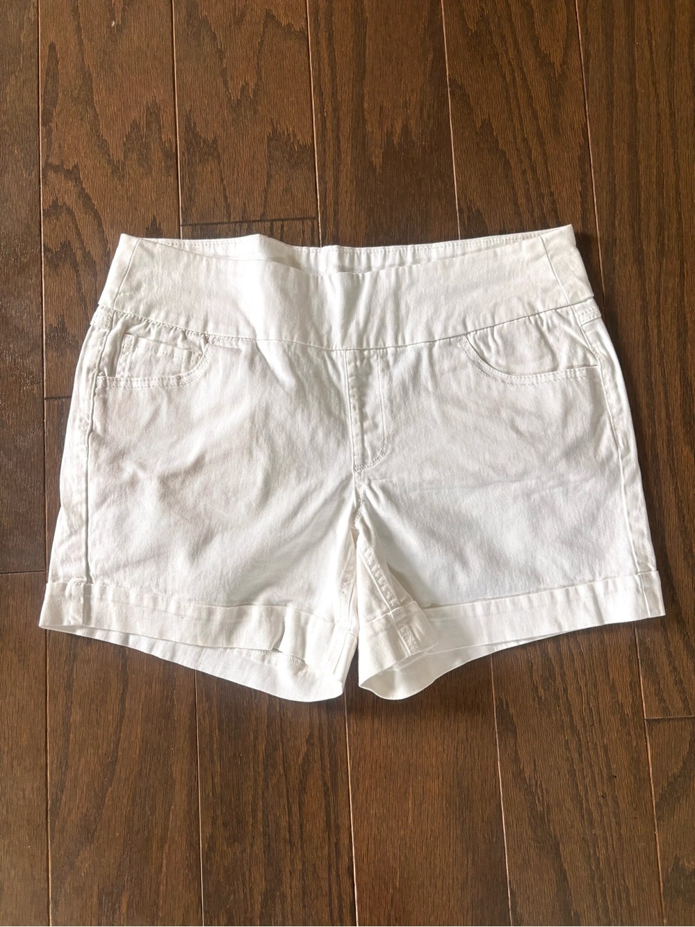 Hannah Womens White Stretch Cotton Cuffed Chino Shorts- Size L